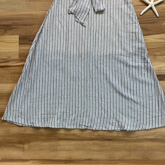 Grade & Gather Dresses Grade Gather Linen Blend Waist Tie Midi